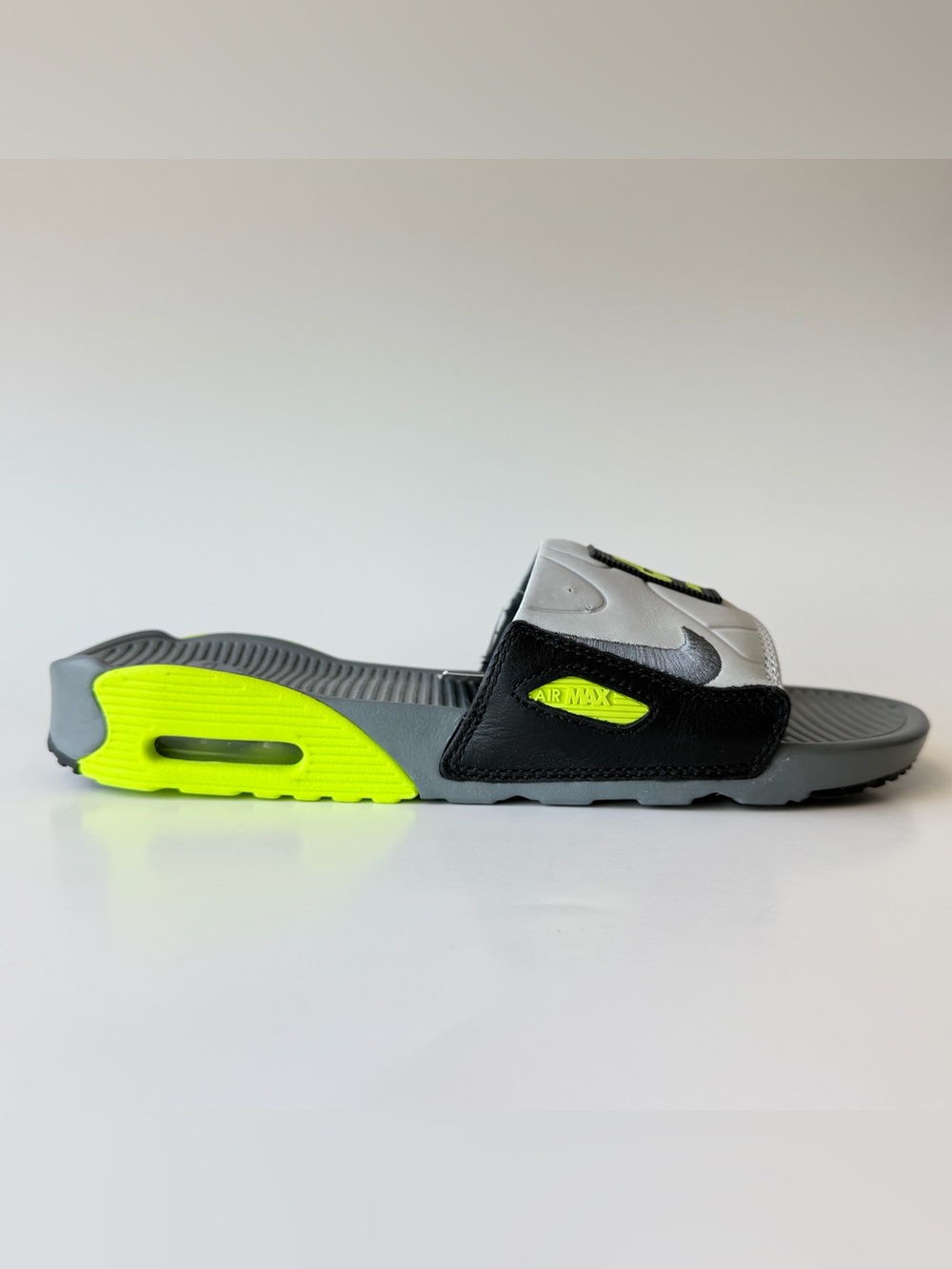 Nike Air Max 90 Slides Womens 8 Sandals Volt Gray Black
